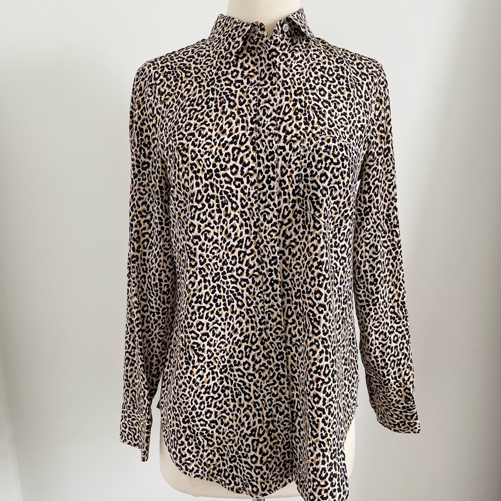 J. Crew | Leopard Print Silk Blouse